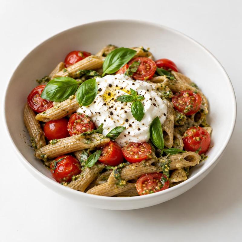 Makaron z pesto i pomidorkami