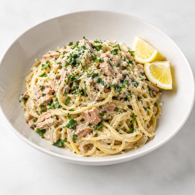 Spaghetti z tuńczykiem i czosnkiem