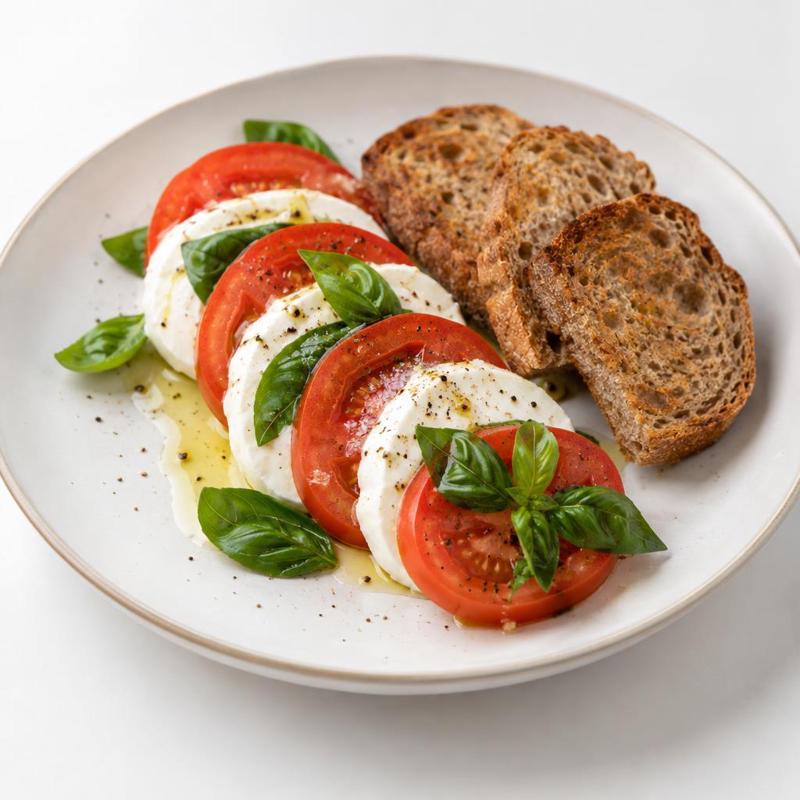 Caprese z bazylią i grzankami