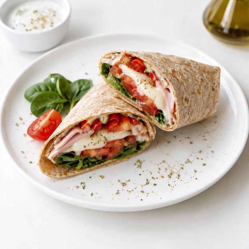 Tortilla z szynką, serem i warzywami