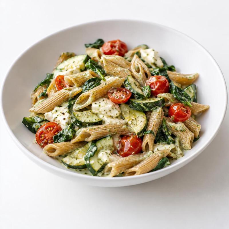 Makaron z mozzarellą i kremowym pesto