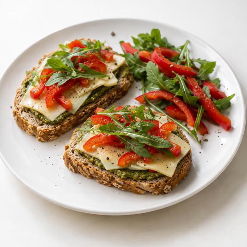 Kanapki z pesto, goudą i papryką