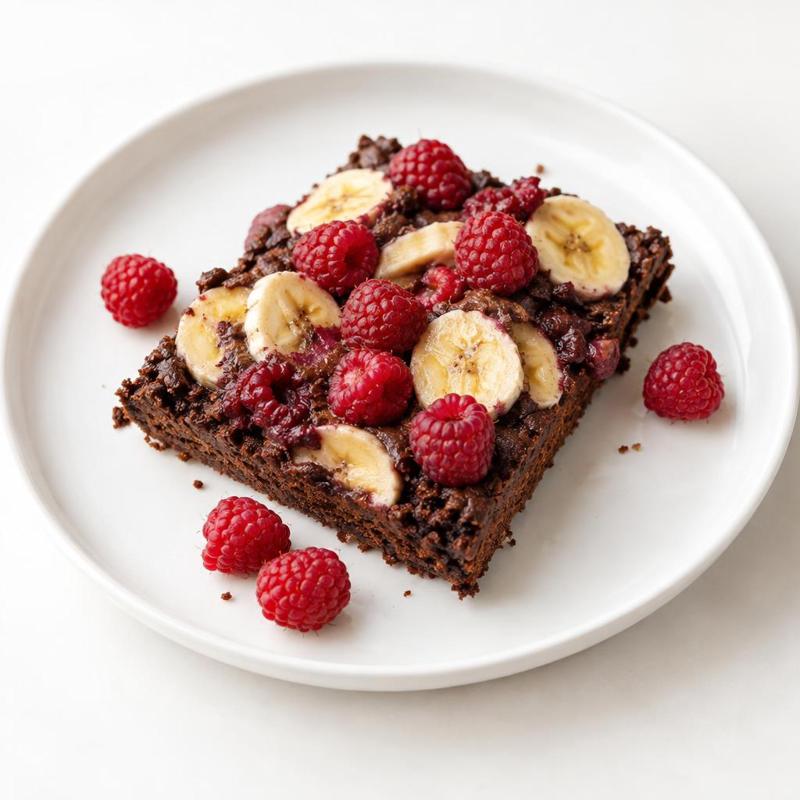 Brownie fasolowe z bananem i malinami