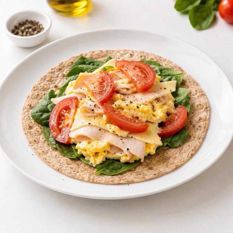 Tortilla z jajkiem, wędliną i serem