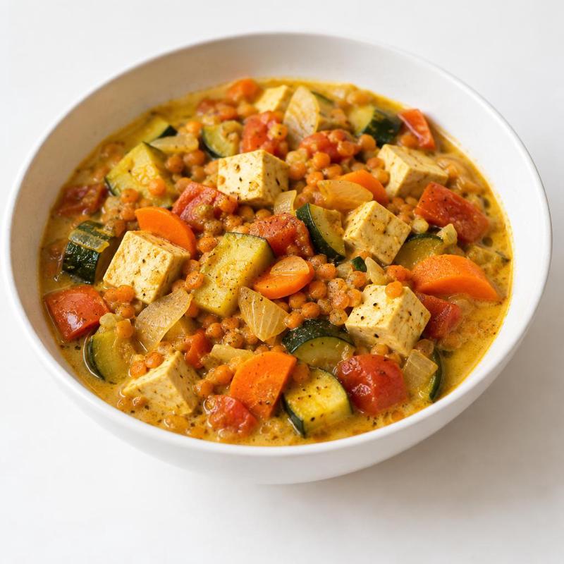 Tofu z warzywami i soczewicą