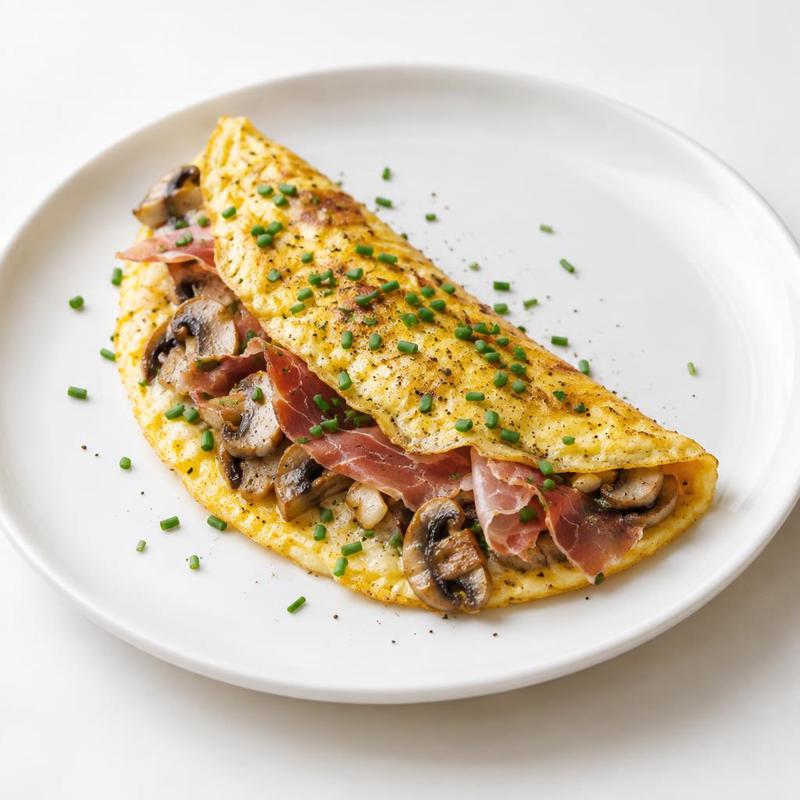 Omlet z pieczarkami i szynką parmeńską