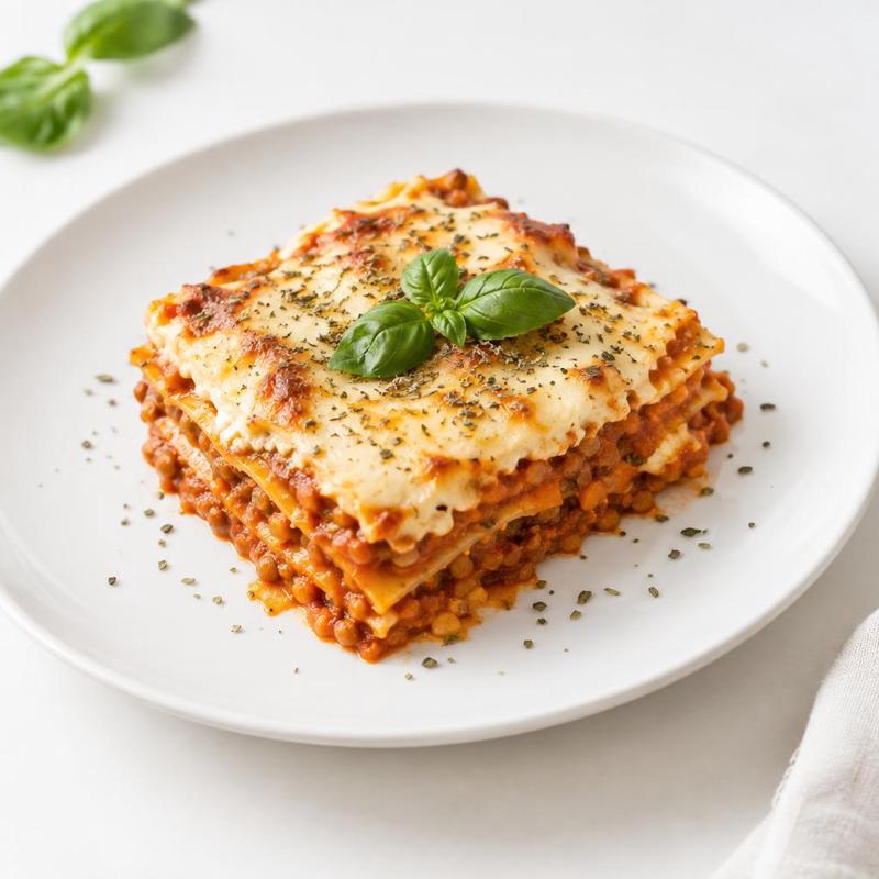 Lasagne soczewicowa z beszamelem i mozzarellą