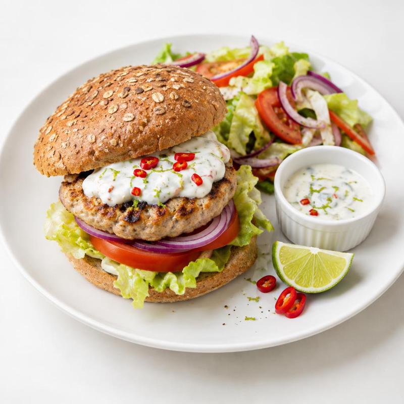 Pikantne burgery indycze z sosem limonkowym