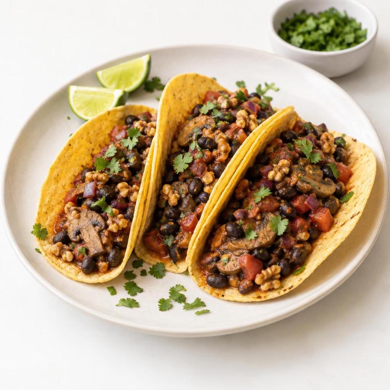 Tacos z grzybami i orzechami włoskimi