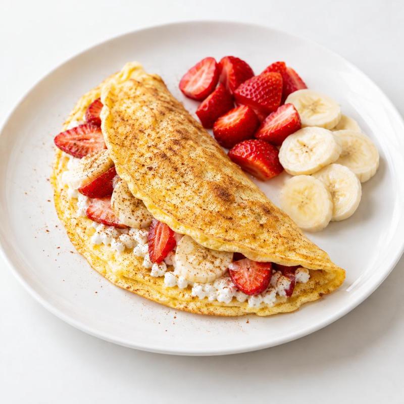 Omlet twarogowy z bananem i truskawkami