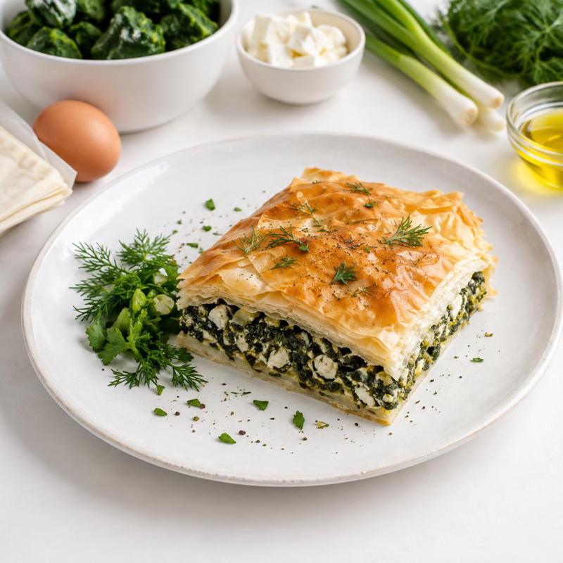 Spanakopita z mrożonym szpinakiem i fetą