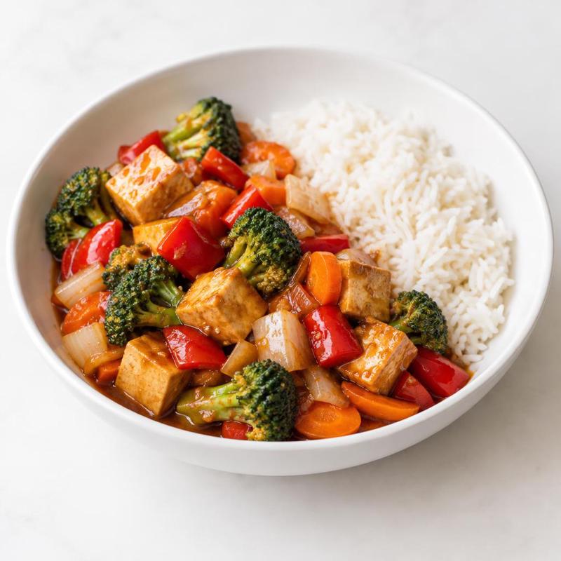 Tofu z warzywami w sosie słodko-kwaśnym