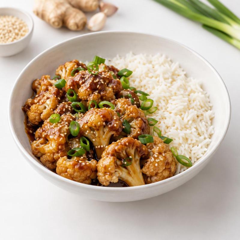 Kalafior w sosie teriyaki z ryżem