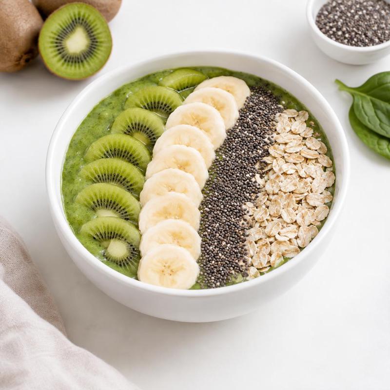 Smoothie bowl z kiwi, szpinakiem i chia