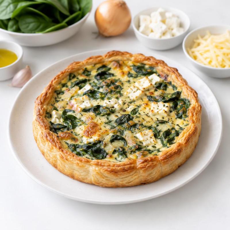 Tarta szpinakowa z fetą i goudą