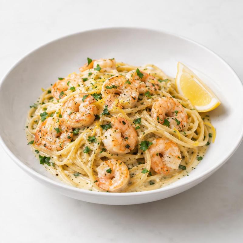 Spaghetti z krewetkami w sosie cytrynowym