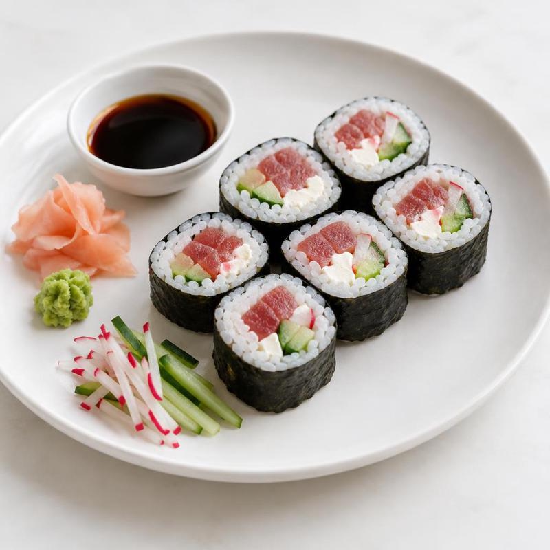 Futomaki z tuńczykiem teriyaki i rzodkwią