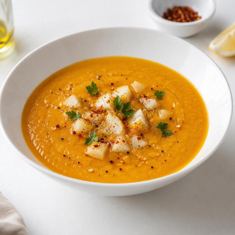 Rozgrzewająca zupa z dyni i gruszki z nutą chili