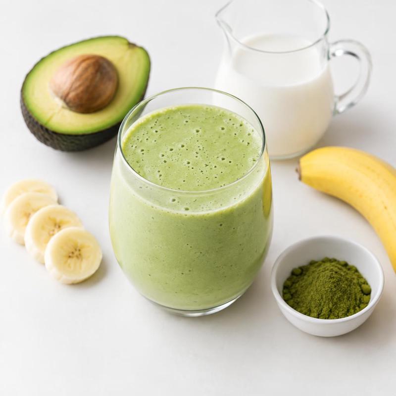 Koktajl matcha z awokado i bananem