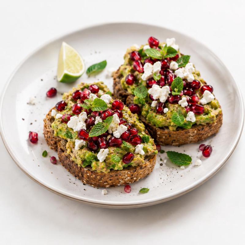Grzanki z guacamole i granatem skropionym limonką