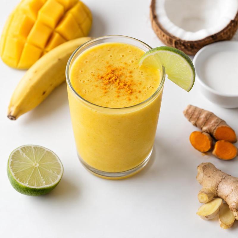 Koktajl mango z kurkumą, kokosem i limonką
