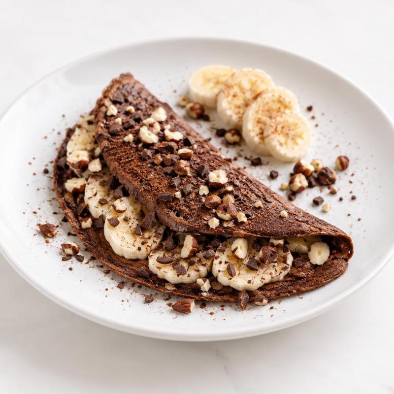 Omlet kakaowy z bananem i orzechami laskowymi