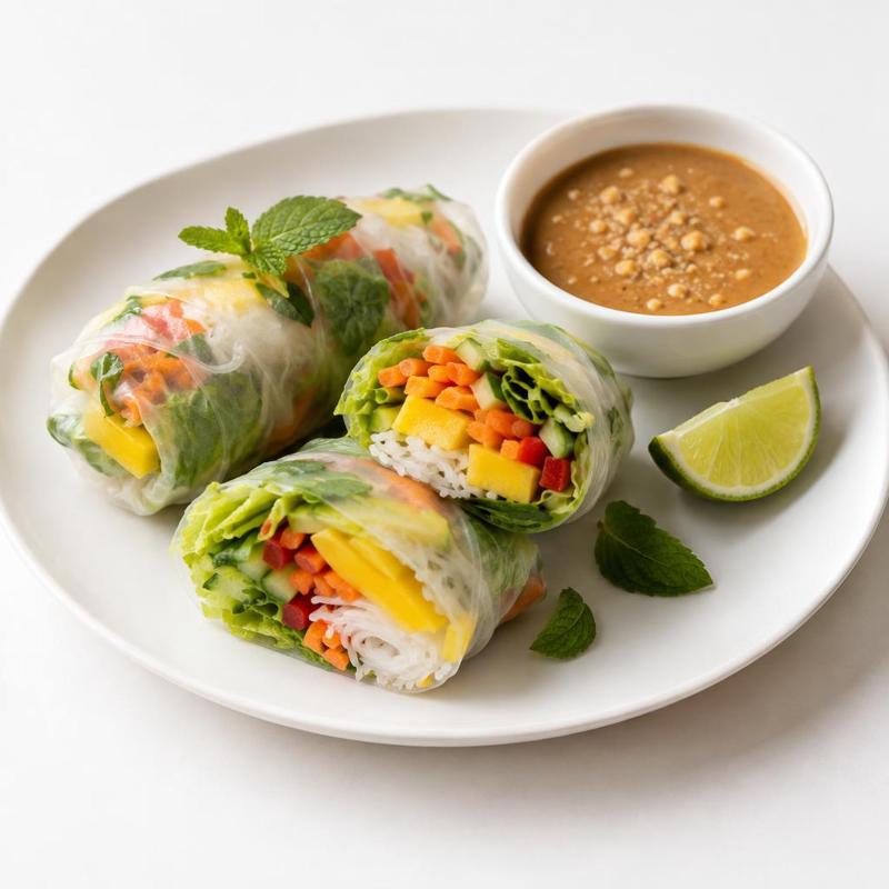 Spring rollsy z mango i sosem orzechowo-limonkowym