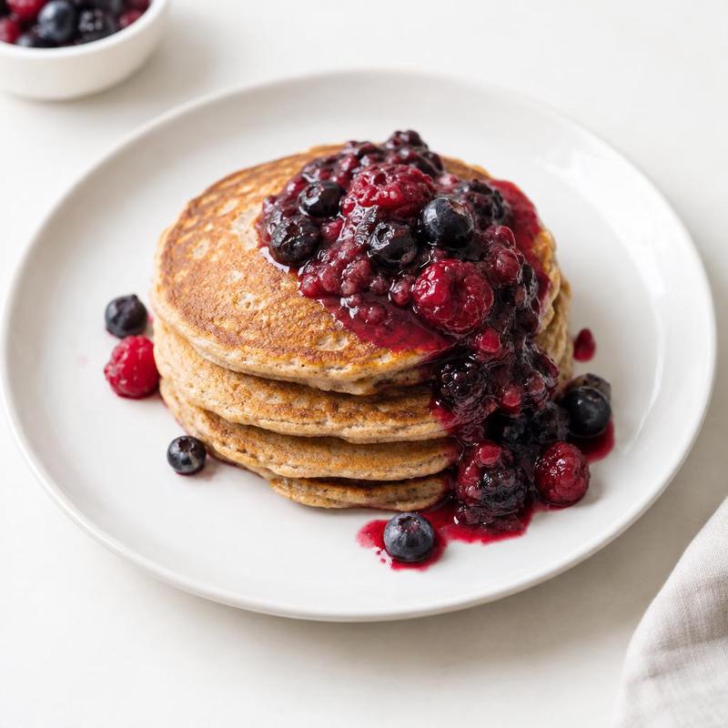 Pancakes żytnie z ciepłym sosem z owoców leśnych