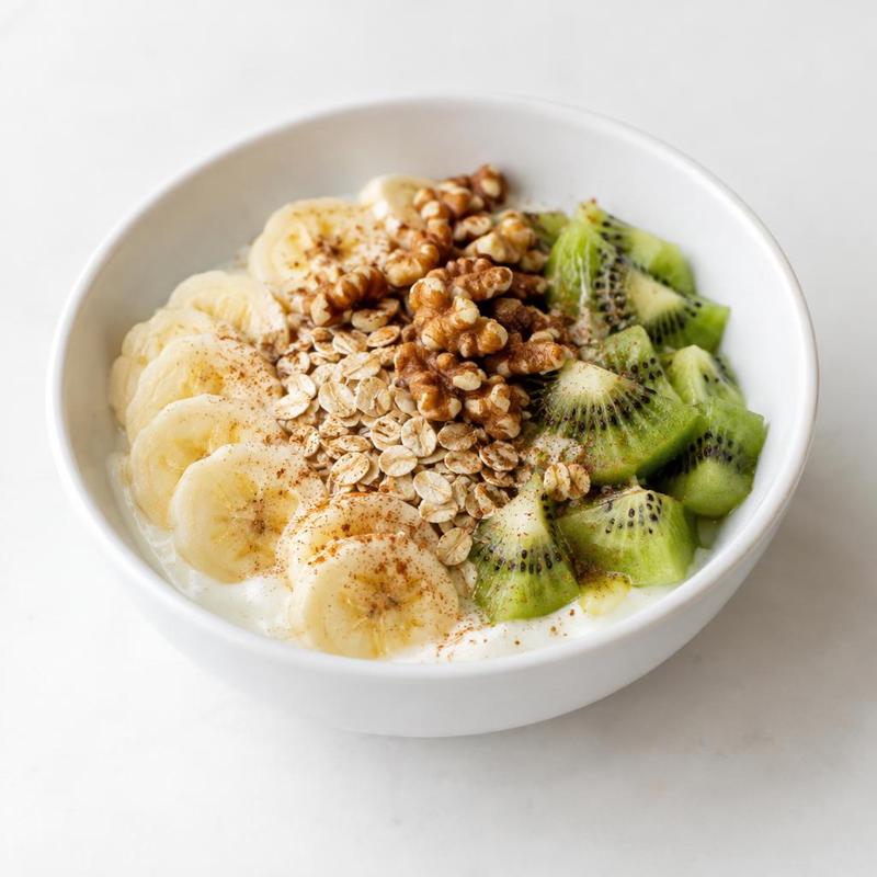 Jogurt z kiwi, bananem i płatkami owsianymi