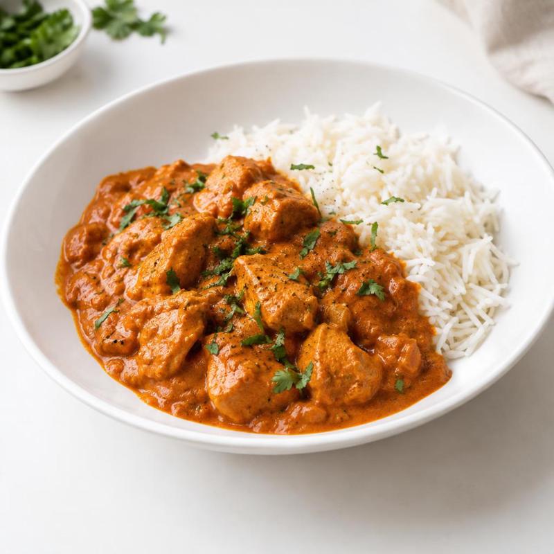 Szybki kurczak tikka masala na gotowym sosie, z ryżem basmati