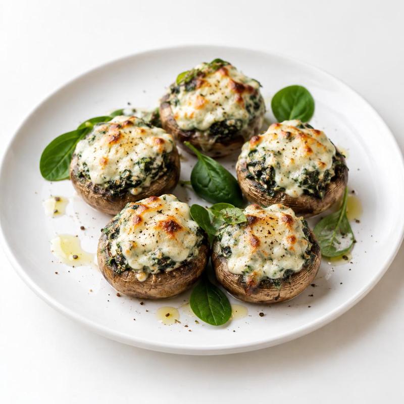 Pieczarki faszerowane szpinakiem pod mozzarellą