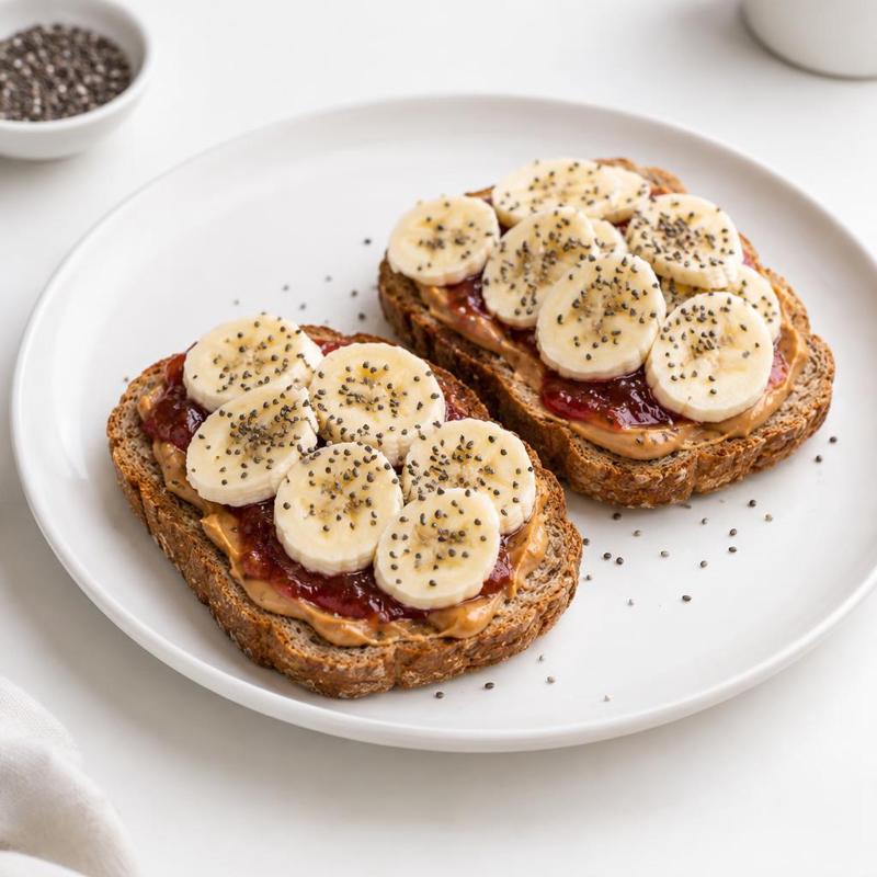 Grzanki z bananem i posypką chia