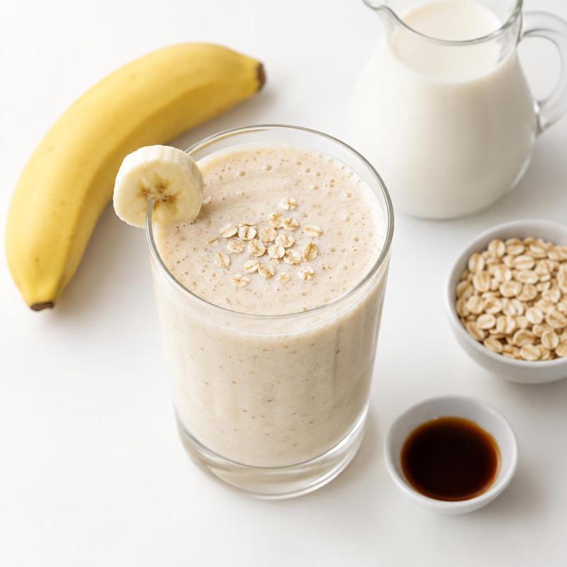 Bananowy koktajl sojowy z płatkami owsianymi i wanilią