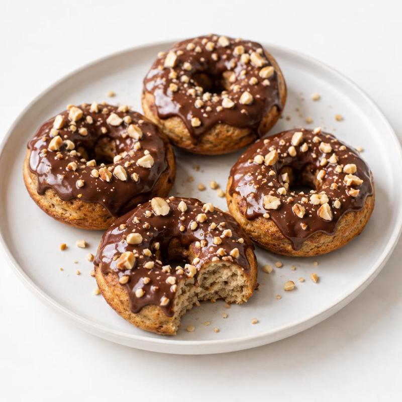 Pieczone donaty bananowo-orzechowe z polewą czekoladową