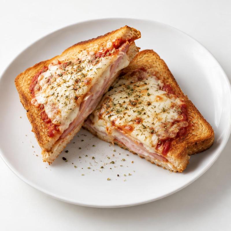 Tosty à la pizza z patelni z szynką