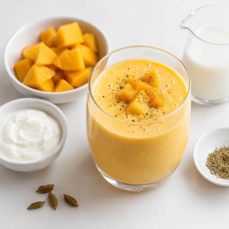 Mango lassi na jogurcie z mlekiem i szczyptą kardamonu