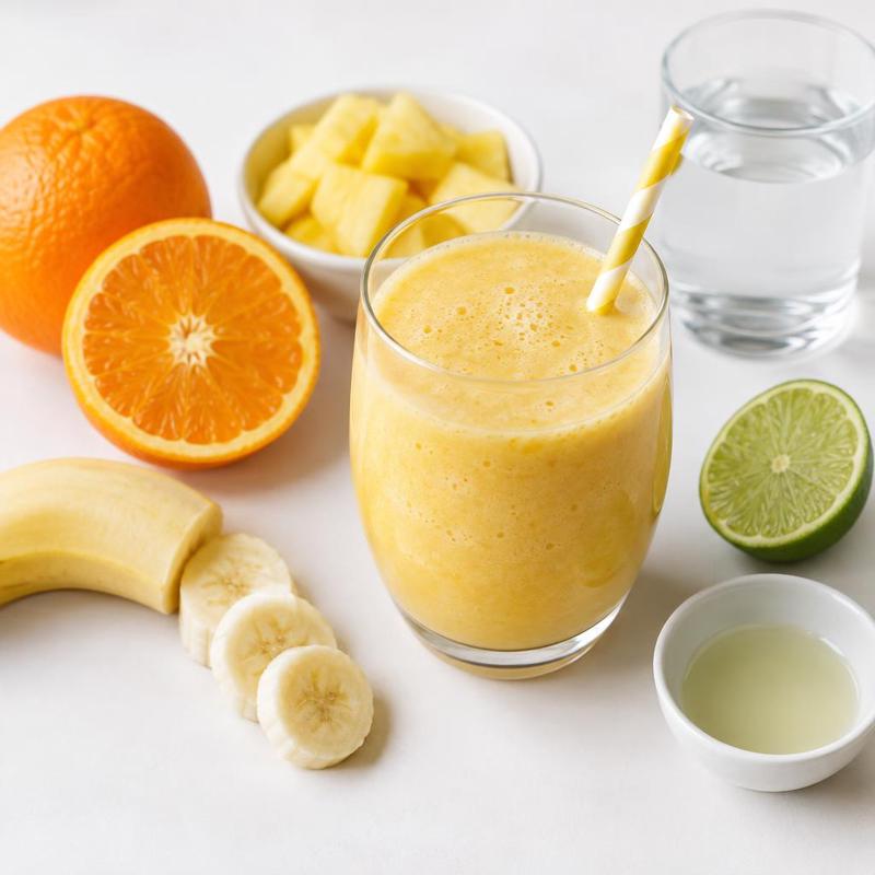 Cytrusowo-ananasowy koktajl z bananem i sokiem z limonki