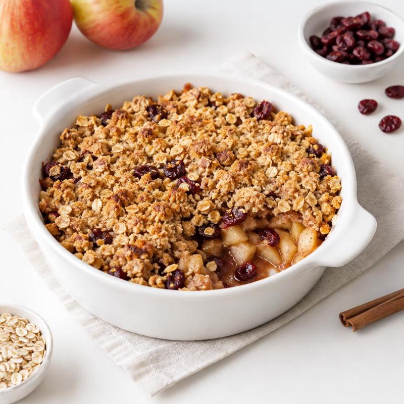 Crumble jabłkowe z żurawiną i owsianą kruszonką