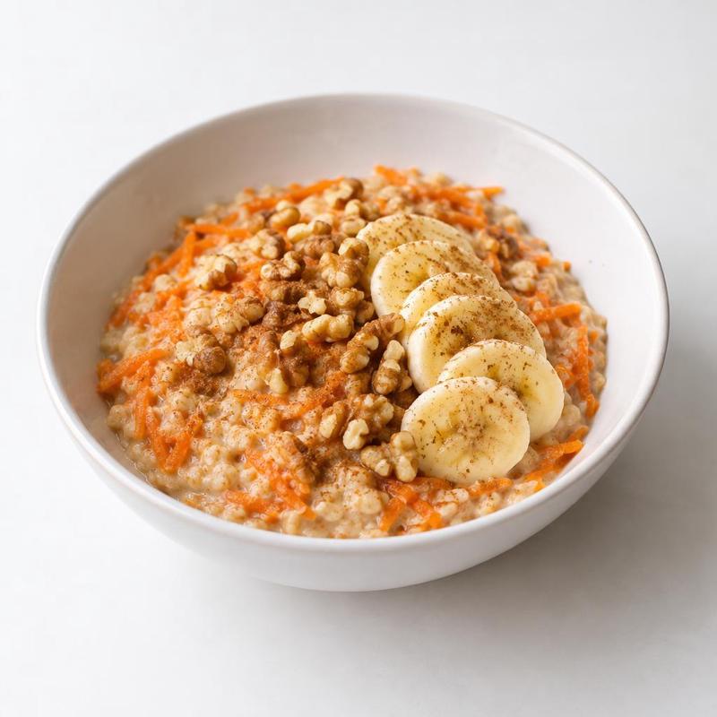 Owsianka marchewkowa z bananem i orzechami
