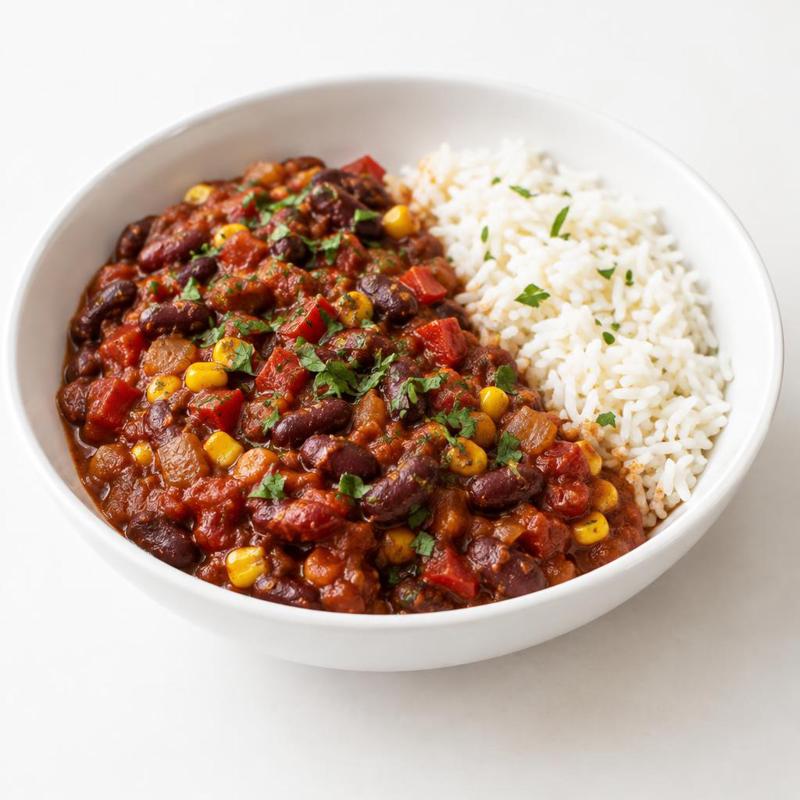 Chili sin carne z wędzoną papryką i ryżem