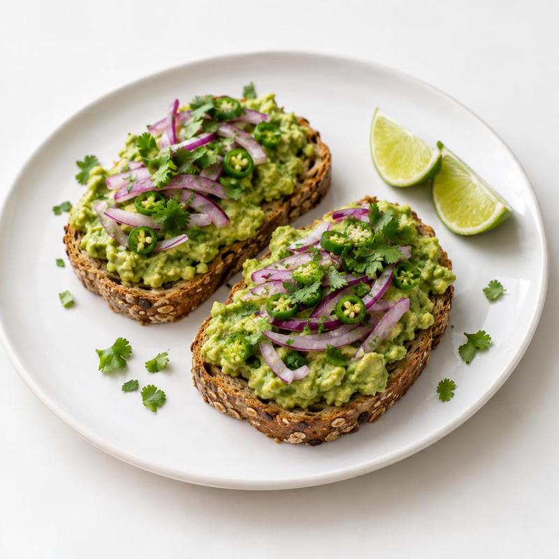 Guacamole z czerwoną cebulą na grzankach