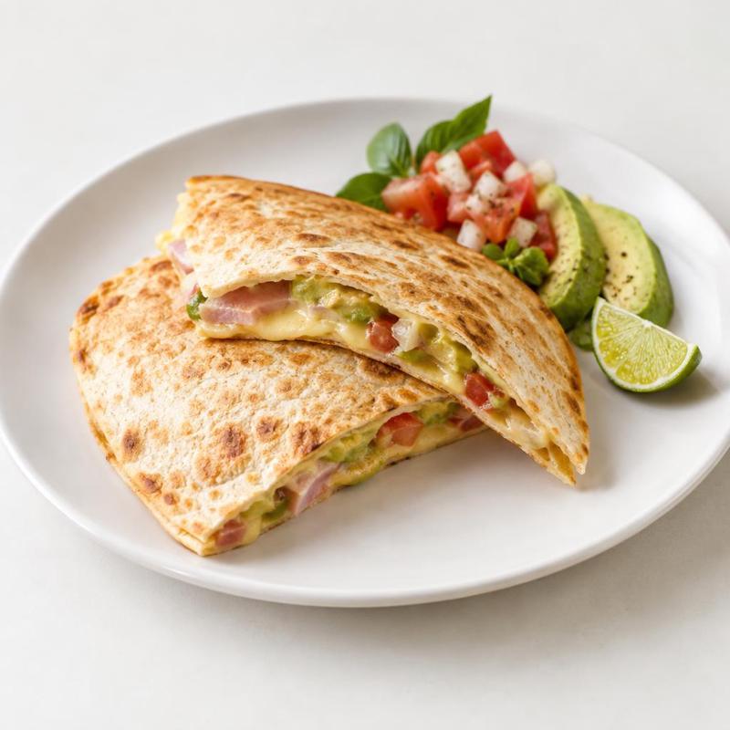 Quesadilla z guacamole, szynką i goudą