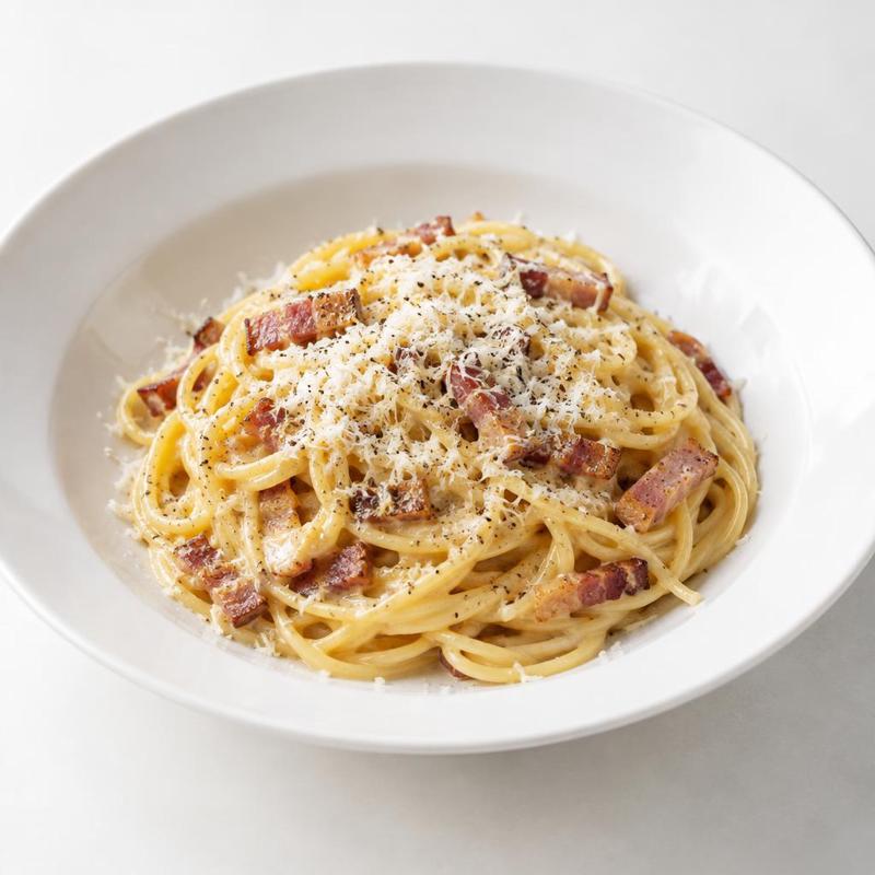 Klasyczna carbonara z chrupiącym boczkiem i parmezanem