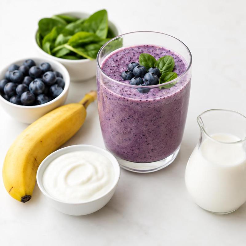 Zielono-jagodowy shake z bananem na jogurcie