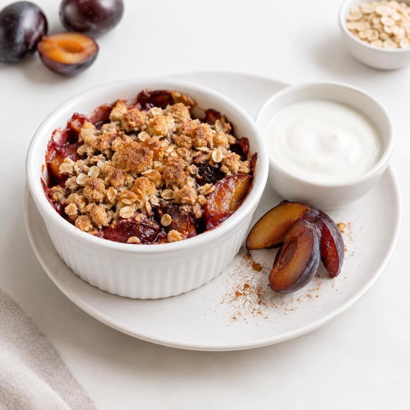 Cynamonowy crumble śliwkowy z jogurtem naturalnym