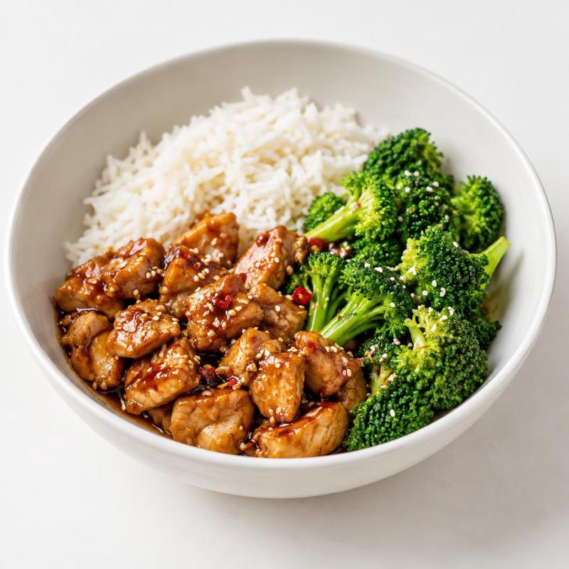 Indyk teriyaki z ryżem i brokułem