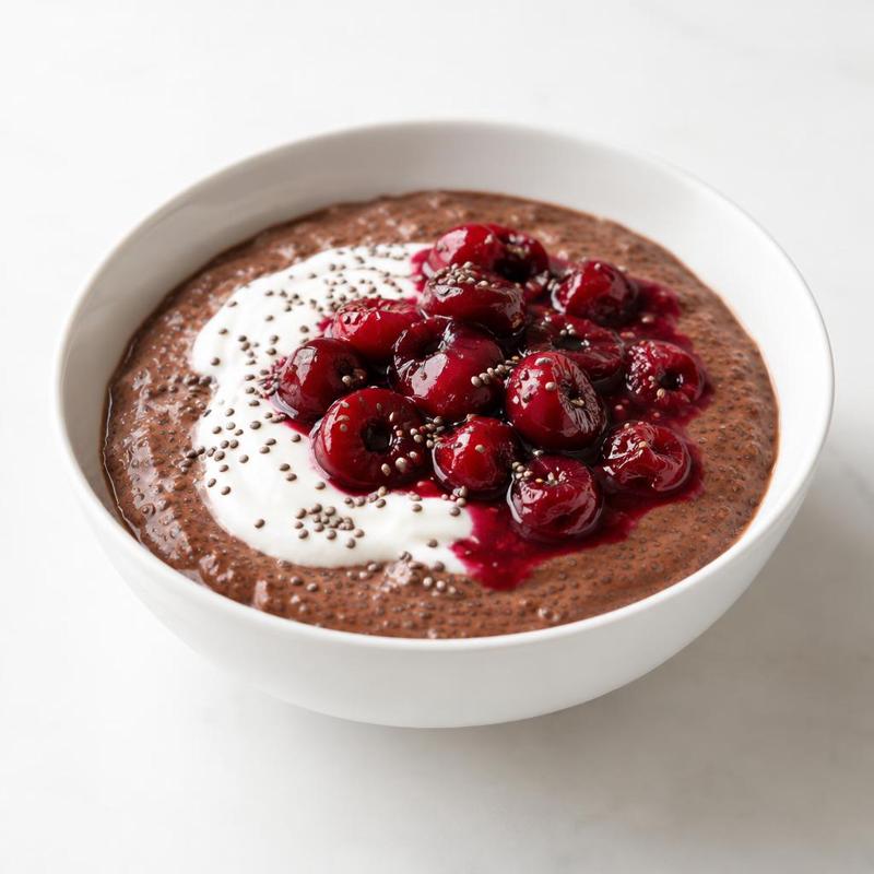 Pudding kakaowy na nasionach chia z wiśniami