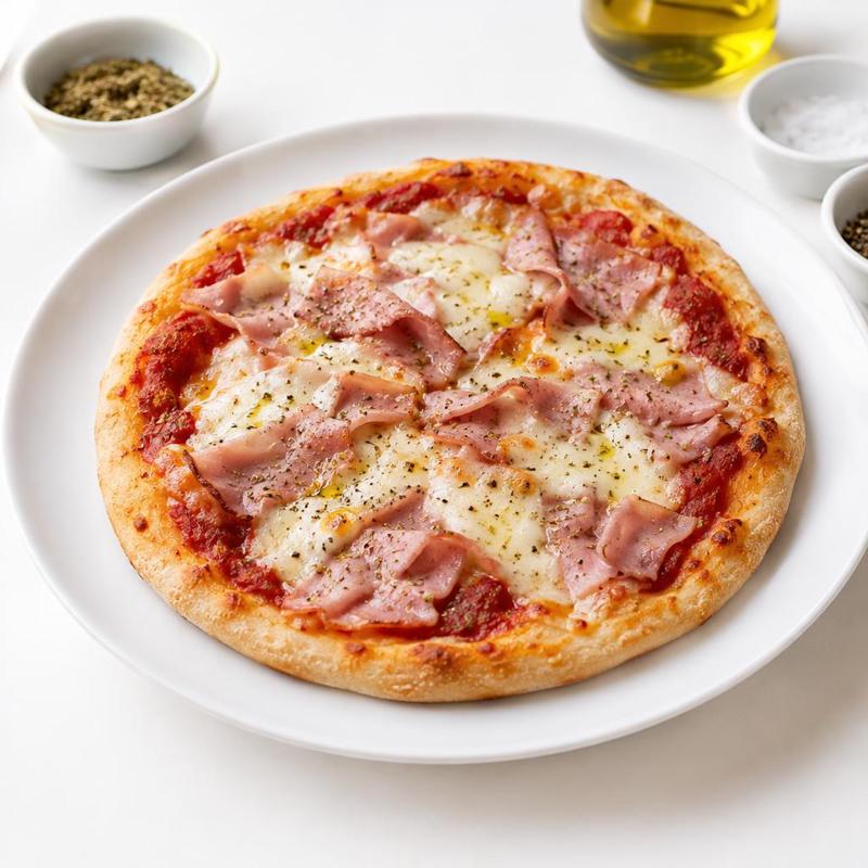 Pizza z patelni z szynką i mozzarellą