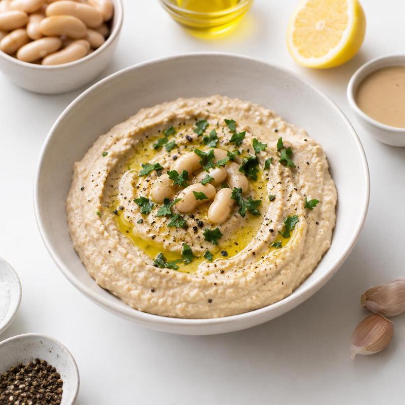 Hummus z białej fasoli z tahini i cytryną