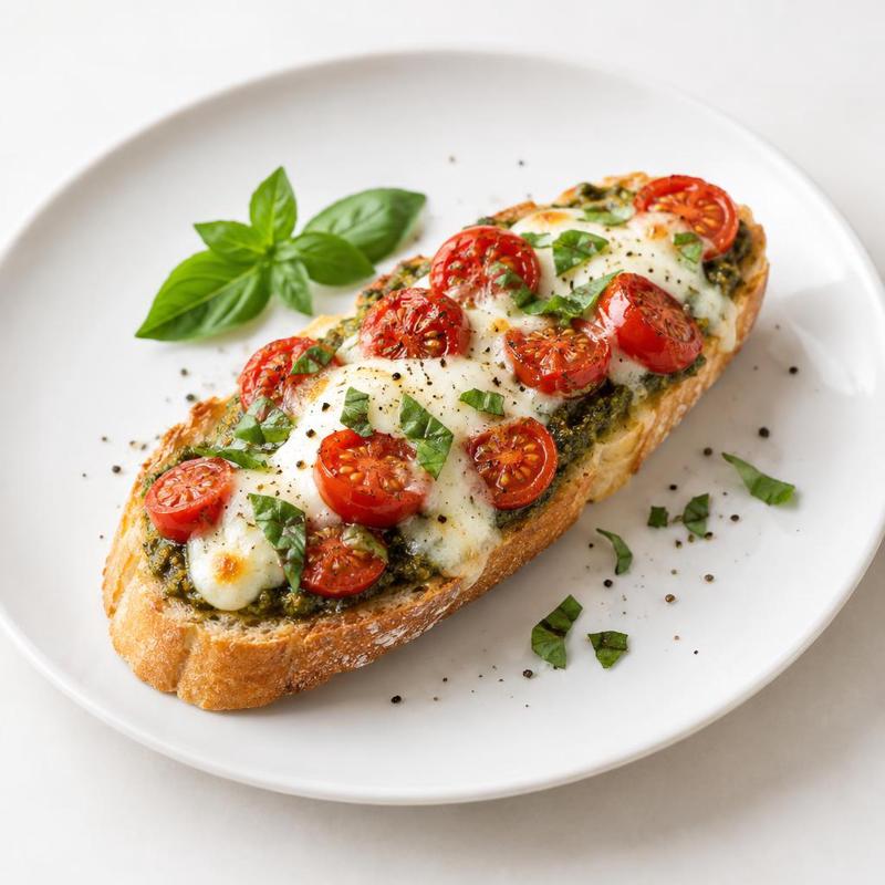 Zapiekanki z pesto, mozzarellą i świeżą bazylią